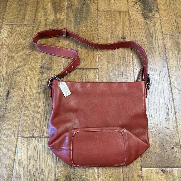 Vintage Authentic Coach 9058 Legacy Hobo Leather Shoulder Bag Red Purse - Picture 4 of 6
